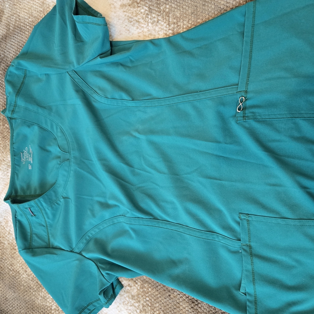 Infinity Teal Short Sleeve Scrub Top